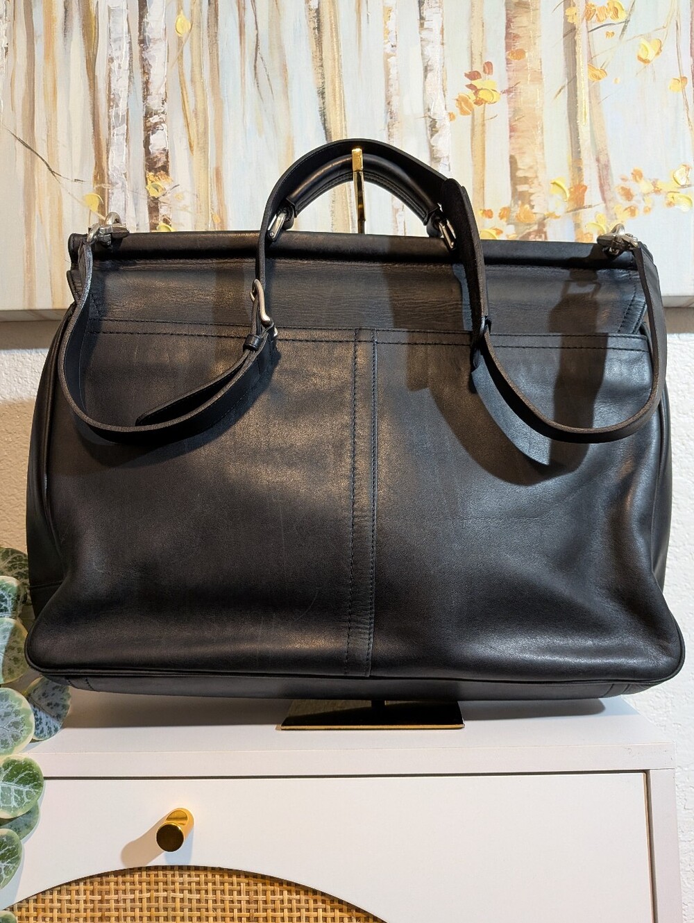 Classic Black Coach F0869-70098 Leather Unisex Briefcase Bag - Picture 3 of 16